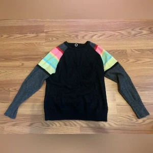 One girl who 100% cashmere girls sweater with rainbow stripes - Picture 1 of 7