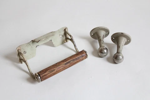 antique toilet paper holder towel post ends | vtg deco cigar rest victorian bath Cover