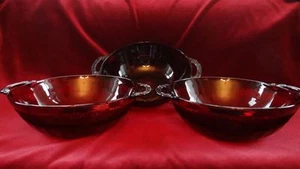 Vintage Hocking Ruby Red Glass Bowls Set Of Three - Picture 1 of 1