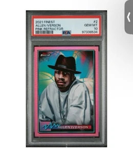 2021 Topps Finest ALLEN IVERSON Pink Refractor /75 PSA 10 Pop 1 #2 - Picture 1 of 3