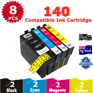 8X Non-OEM Ink Cartridge T140 T1401 for Epson WF 3520 3530 3540 7010 7510 7520 - Picture 1 of 6