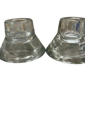 Ikea Glass Reversible Candle Votive Taper Holders Set K&M Hagberg Set of 2. B8 - Image 1 of 3