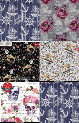 Canvas  Anker Nähmaschine Skull Fräulein von Julie Taschenstoff Meterware FVJ - Bild 1 von 4