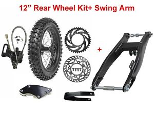 12" Rear Wheel Swing Arm Kit 80/100-12 Tire Rim 3.00-12 Pit Bike CRF50 CRF70 SSR