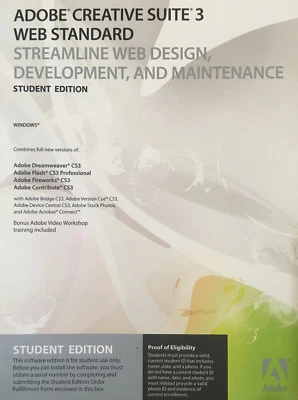 •	ADOBE CREATIVE SUITE 3 WEB STANDARD STREAMLINE WEB DESIGN DEVELOPMENT MAINTENA - Image 1 of 4