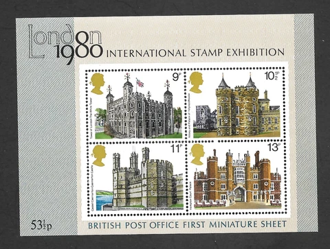 Great Britain's First Miniature Sheet, 1980 Post Office/ gbt-1 Cover