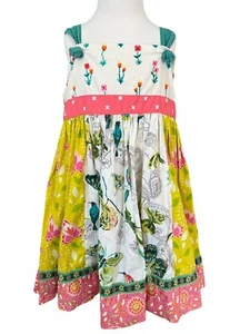 Matilda Jane Platinum Take Flight Birds Butterflies Knot Dress EUC Sz 6 #1/8 - Picture 1 of 4