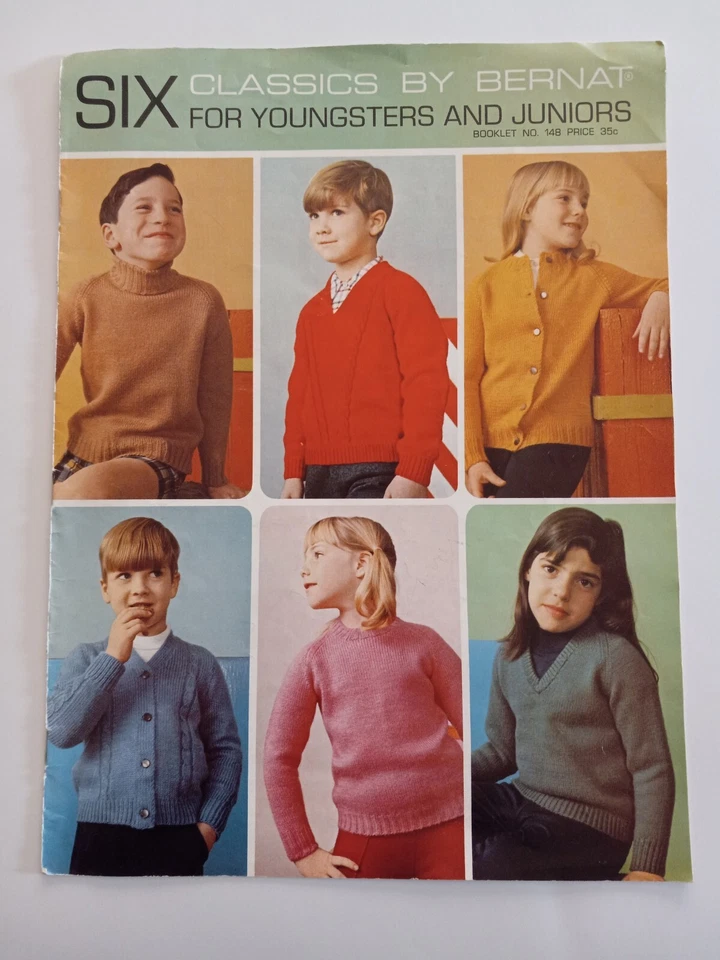 Six Classics For Youngsters and Juniors Knitting Sweaters | Bernat #148 - Image 1 of 1