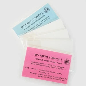 SPY PAPER DISSOLVO SMALL 25 SHEETS 2 1/2" X 4 1/4" NOVELTY MAGIC TRICK VANISH - Picture 1 of 1