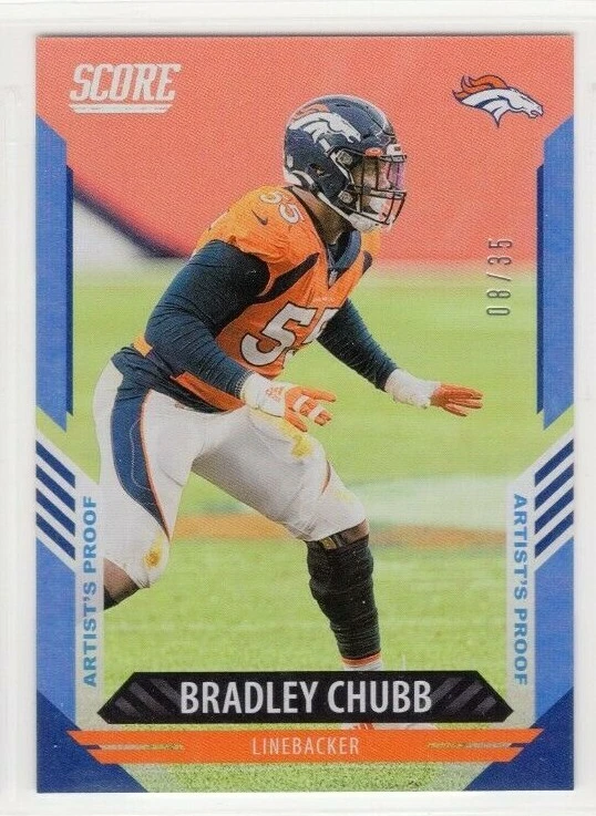 Bradley Chubb 2021 Score Football Artists Proof Blue Foil /35 #222 Broncos - Image 1 of 1