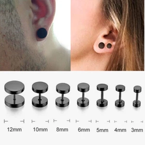 Stud Earrings for Men Women Ear Piercing Ear Plugs Tunnel Fake Gauge Earrings - Picture 1 of 10