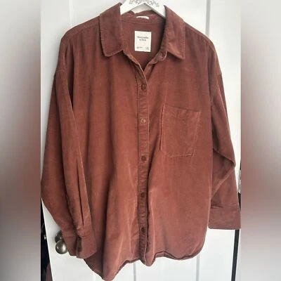 Chaqueta Abercrombie & Fitch XL de gran tamaño de pana marrón con botones informal Foto 1 de 4