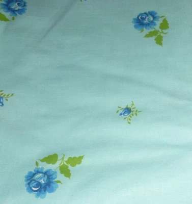 Vintage Light Blue Fabric Blue Roses 32"x2yd Cotton Quilting - Image 1 of 4