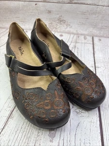 Taos Brown Wish Embroidered Leather Maryjane Ballet Flats Comfort Shoes US 6.5 - Picture 1 of 16