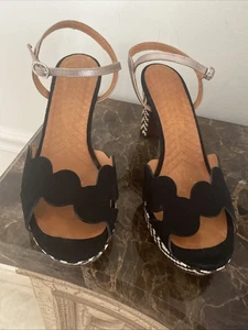 Chie Mihara Elis Black Leather Suede Upper Sandals SZ 41 EU / 10 USA New-$350 - Picture 1 of 10