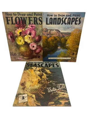 Walter T Foster How to Draw & Paint Flowers Landscapes Seascapes Vintage Lot - Image 1 of 4