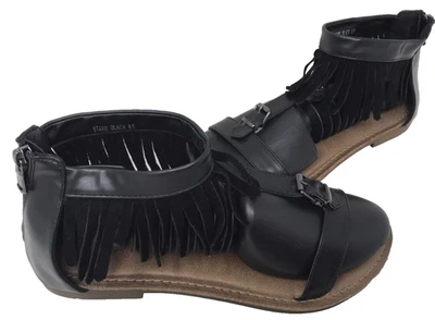 Modern Rush Women's Star Comfort Zip Gladiator Dress Sandals Black Size:8.5 127V - Image 1 of 4