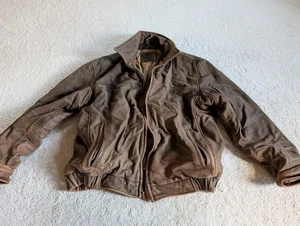 Giacca uomo Dockers in pelle marrone con zip intera M - Foto 1 di 12