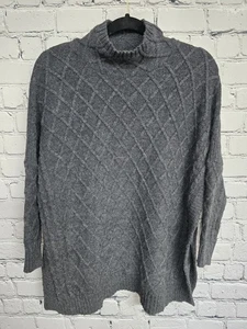 Mersea Lisbon Traveler Sweater Gray Cable Knit Mock Neck Oversized O/S Coastal - Picture 1 of 9