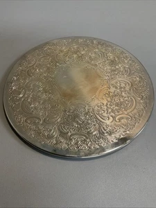 Vintage English Silver Seven Inch Etched wine coaster trivet Made in England - Picture 1 of 2