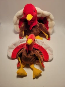 TY GRANDES Y PEQUEÑOS GOBBLES el TURKEY BEANIE BEBÉS 12" Y 6"-COMO NUEVO CON ETIQUETAS - Imagen 1 de 13