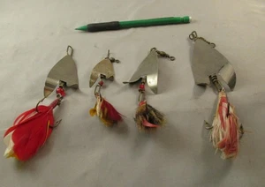 4 Vintage Fishing Lures J T Buel Arrowhead Metal Spinners New York used good con - Picture 1 of 13
