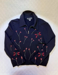 St. John Collection By Marie Gray - Black Knit Jacket - Dragonflies 12 - Picture 1 of 11
