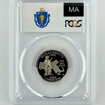 Massachusetts Quarter PR 70 DCAM PCGS Clad 2000 S Best Top Grade 25c State Flag - Image 1 of 4