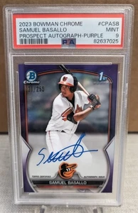 2023 Bowman Chrome Samuel Basallo #CPA-SB 1st Prospect Purple Auto /250 PSA 9 - Picture 1 of 2