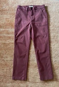 Madewell Women’s High Rise Burgundy Stretch Cropped Pants Size 27 - Picture 1 of 10