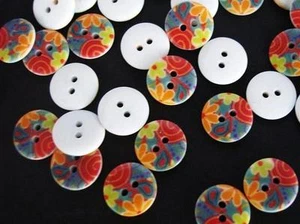 20 Retro Blossom Flower 15mm Plastic Flatback Sewing Button/hole/trim/craft Sb4 - Picture 1 of 1