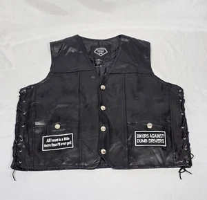 Diamond Plate Buffalo Leather  Biker Vest 3XL - Picture 1 of 15
