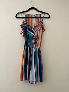 JENNIFER LOPEZ - WOMENS ROMPER DRESS - MULTI COLOR - SIZE 8  - HAS POCKETS!!  - Picture 1 of 7