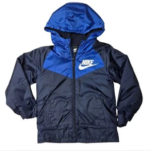 Nike navy and royal blue full zip fleece lined color block jacket boys 4/XS - Picture 1 of 8
