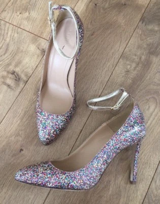 JCrew $328 Bombas Brillo Recubierto con Correa para el Tobillo 7 Multi Brillo F4872 NUEVO Foto 1 de 4