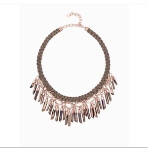 Stella and Dot Bora Fringe Statement Necklace in Rose Gold ~ Retired & Sold Out 