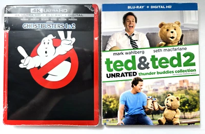 Ghostbusters 1 & 2 4K Steelbook / Bonus Comedy Blu-ray: Ted & Ted 2 - Unrated - Image 1 of 4