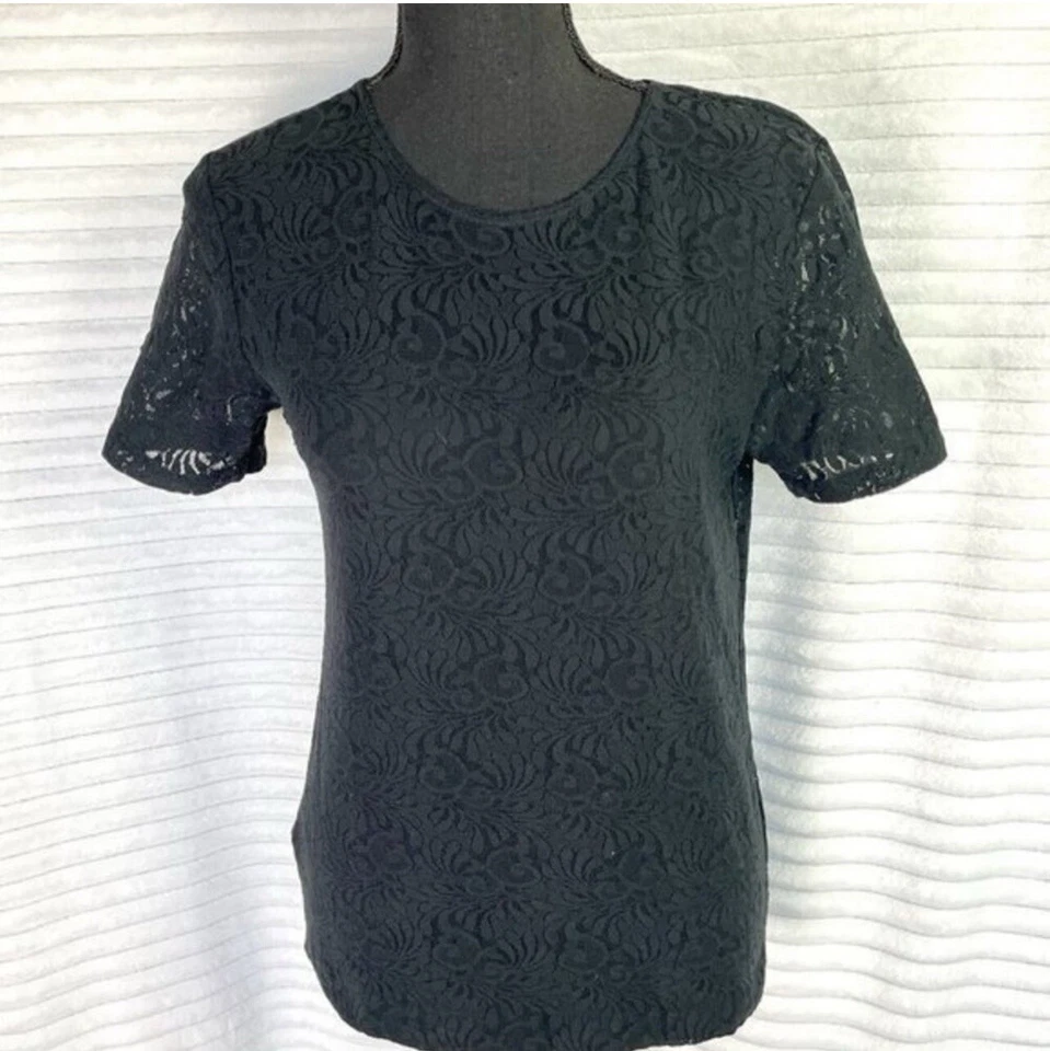 Blusa Vintage Negra Gótica Encaje Malla Top M | Y2K Coqueta Bruja Boho Festival Foto 1 de 4