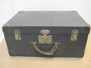 OLD VINTAGE BLACK EXCELSIOR ANTIQUE TRAVEL BAG TRAIN CASE LUGGAGE CHEST - Picture 1 of 10