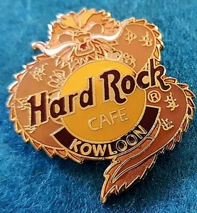 KOWLOON CHINA GOLDEN DRAGON LOGO MUSTACHE TAIL LEFT FORWARD Hard Rock Cafe PIN - Picture 1 of 1