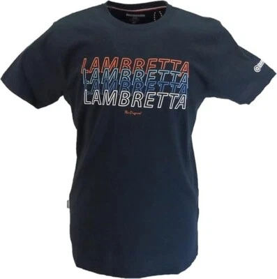 Camiseta retro de manga corta cuello redondo con logotipo original Lambretta para hombre azul marino mediana Foto 1 de 3