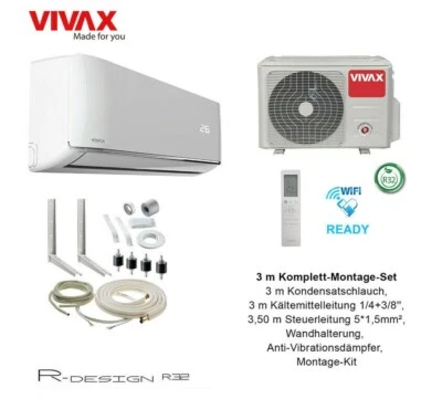 VIVAX R Design 12000 BTU + 3 m Komplett SET 3,8 KW Klimagerät Klimaanlage A+++ - Bild 1 von 4