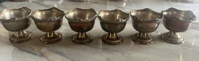 Set di 6 Coppette Argento 800 Cesellate A Mano - Immagine 1 di 4