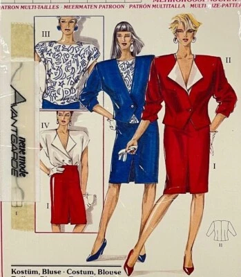 Neue Mode Avantgarde Pattern V 20692 Jacket Skirt West Germany New . Size 8-18 - Image 1 of 4