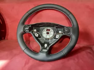 Lenkrad Opel Astra G Zafira A Neu Bezogen Leder ohne Multifunktion Weiße Naht - Bild 1 von 5
