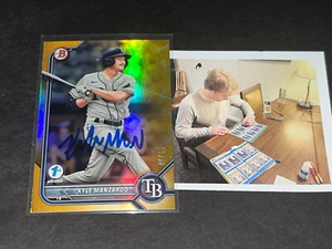 Kyle Manzardo Guardians Auto Signed 2022 Bowman 1st Edition Gold Foil - Picture 1 of 1