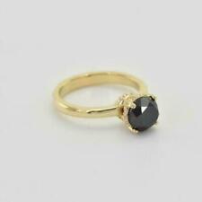Certified 4-5 Ct. Solitaire Natural Black Diamond Anniversary Ring  Gold Finish