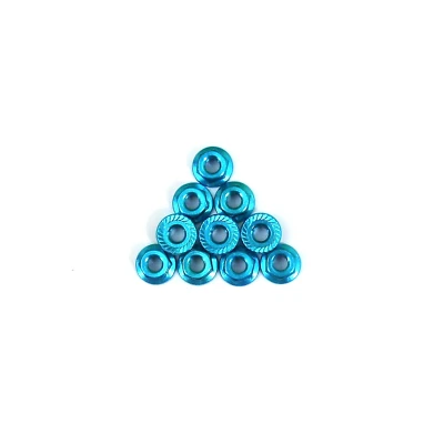 4mm Alloy Serrated Lock Nut 10pcs for RC use suit Tamiya HPI Axial.Light Blue - Image 1 of 2