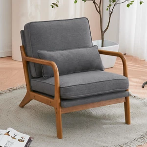 UPHOLSTERED ACCENT CHAIRS Club Chairs with Solid Wood Frame Choose Your Color - Picture 1 of 22