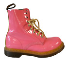 DR MARTENS PASCAL UK 3 Bubblegum Ultra Glossy Pink/Yellow Boots Woman's/Girls